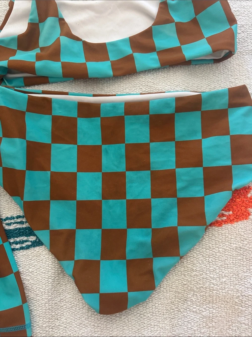 SEAESTA SURF Swim Checkered Bikini Set with Long-sleeve Rashguard